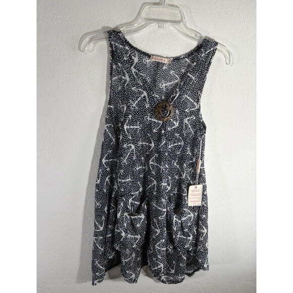 Paradise USA NWT Woman’s Cover Up/Dress Navy w/White Anchors XS-Small Stretch - Picture 1 of 10